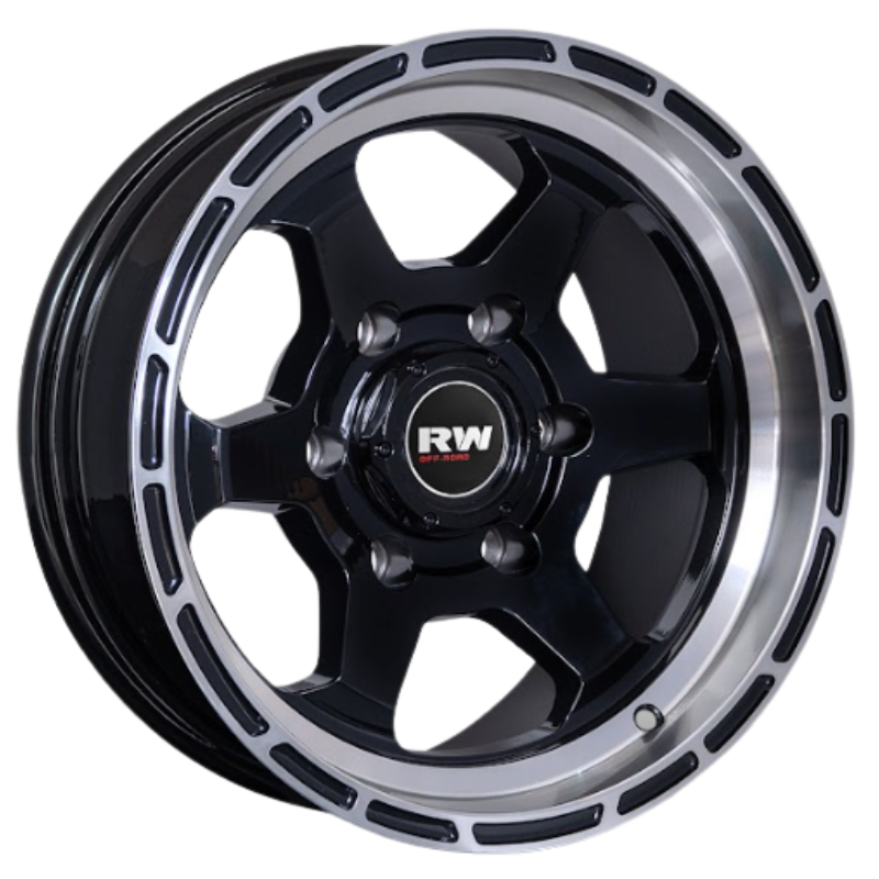 RW® - 15X8 6X139.7 ET-10 CB110.1 GLOSS BLACK/LIP POLISHE