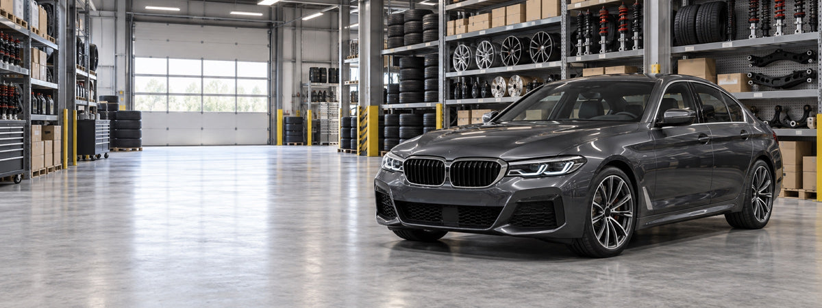 Banner BMW Serie 5 en almacén de repuestos