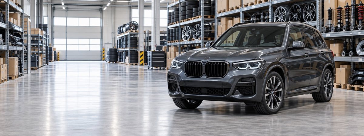 Banner BMW X3 en almacén de repuestos