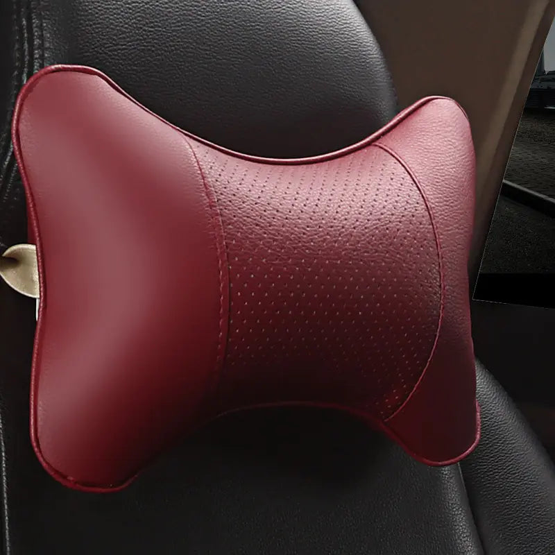 Almohada de Cuero para Cuello y Reposacabezas de Auto