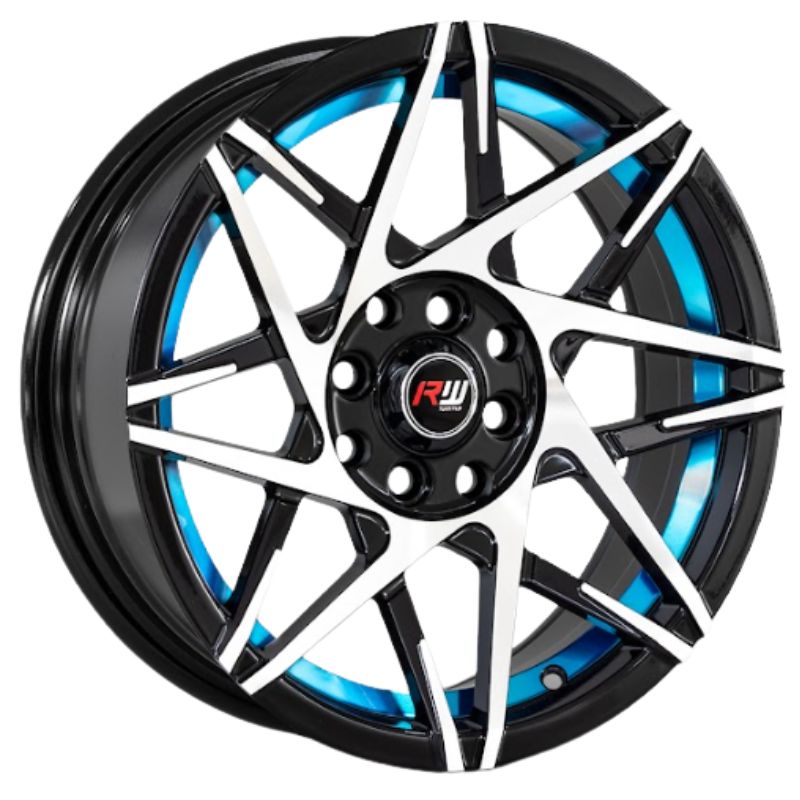 RW® - 15X7.0 8X100/114.3 ET10 CB73 BLACK MACHINED/BLUE UNDERCUT