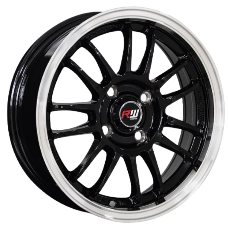 RW® - 14X6.0 4X100 ET35 CB73.1 BLACK/LIP POLISH