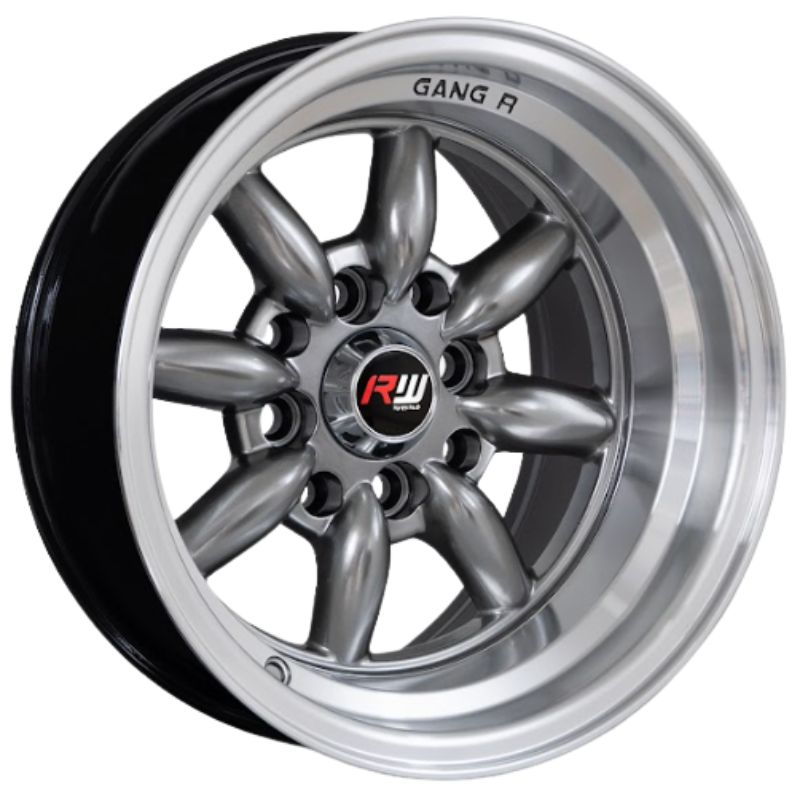 RW® - 13X8 4X100/4X114.3 ET-7 CB73.1 HYPER BLACK/POLISHED LIP