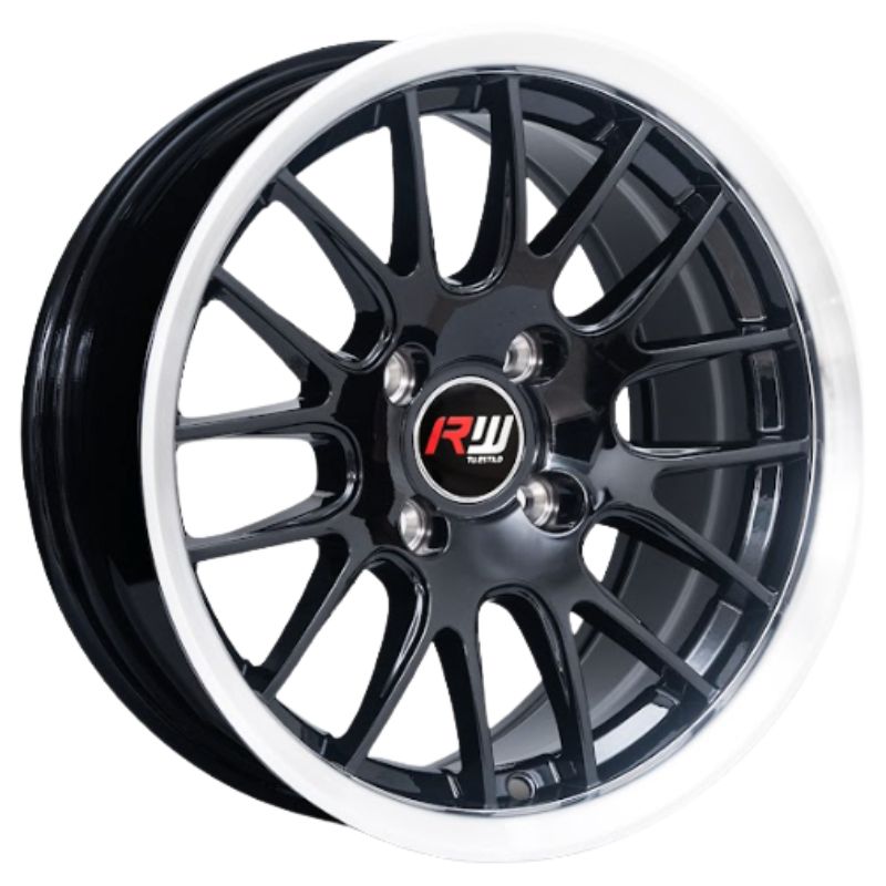 RW® - 14X7 4X100 ET20 CB73.1 BLACK MACHINED/RING POLISH