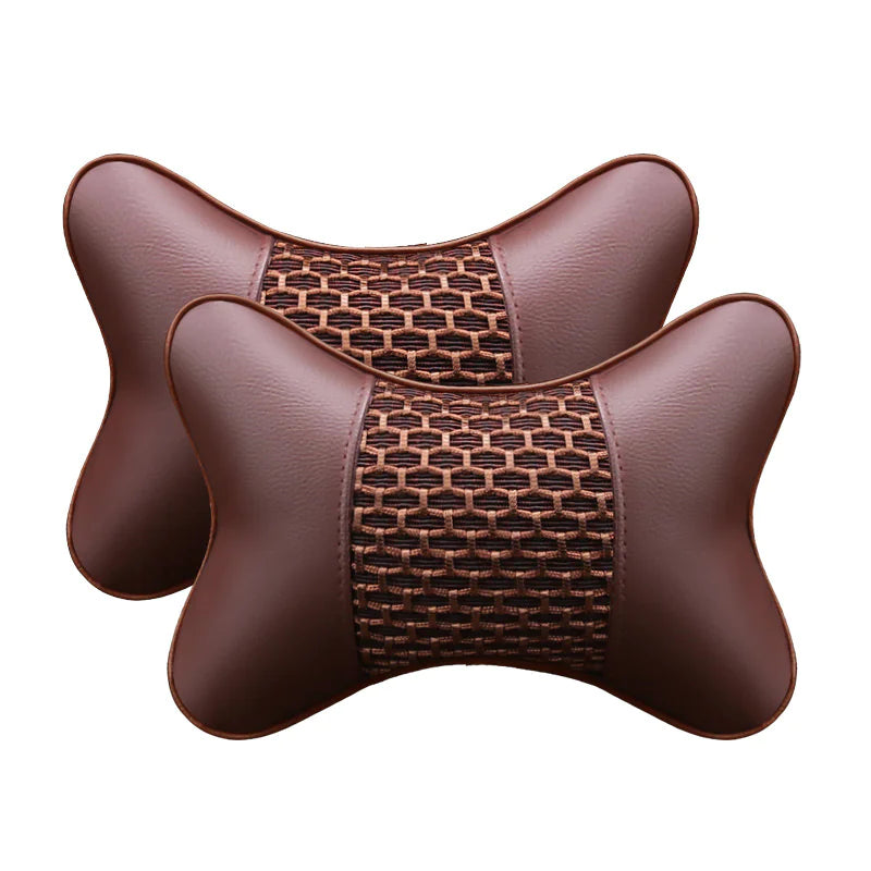 Almohada de Cuero para Cuello y Reposacabezas de Auto