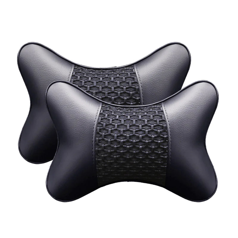 Almohada de Cuero para Cuello y Reposacabezas de Auto