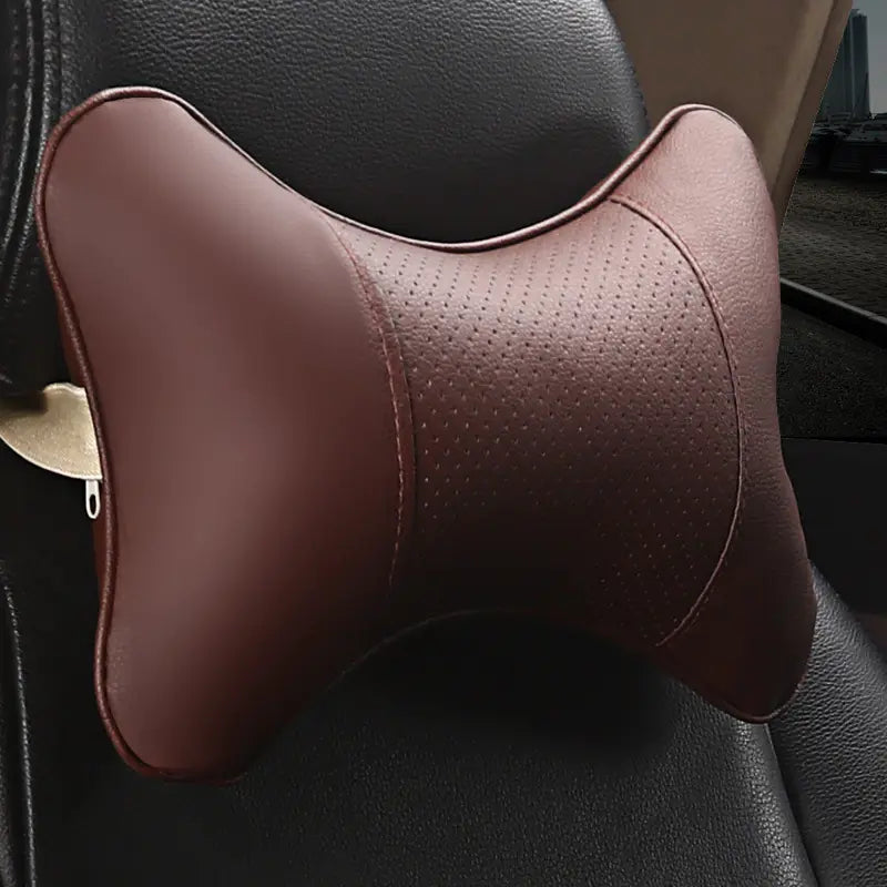 Almohada de Cuero para Cuello y Reposacabezas de Auto