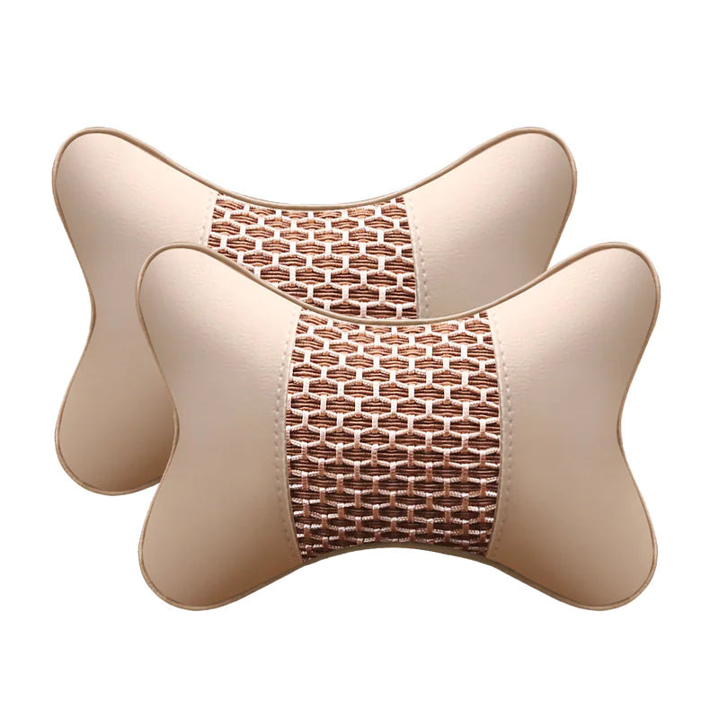 Almohada de Cuero para Cuello y Reposacabezas de Auto