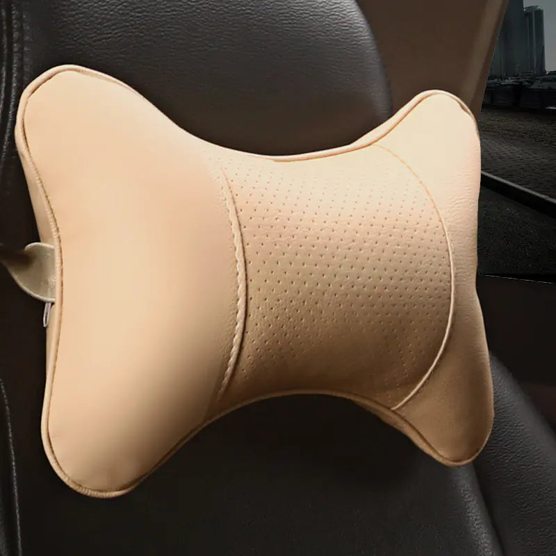 Almohada de Cuero para Cuello y Reposacabezas de Auto